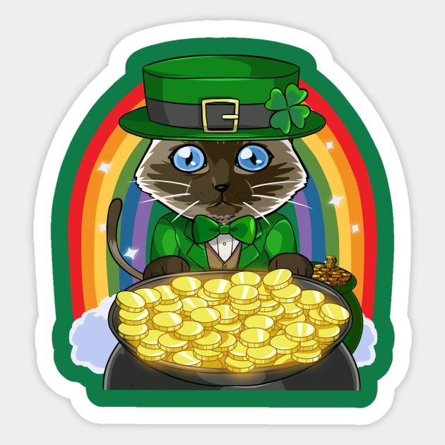 Siamese Cat Leprechaun St Patricks Day Sticker by Noseking